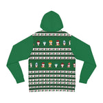 Holiday Penguin Pattern Hoodie — Festive Green Christmas Sweatshirt