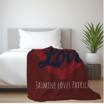 Personalized Couples Throw Blanket - Fueled by Love Design Front View | Our Phoenix Rise