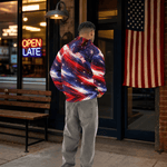 Personalized Americana Galaxy Hoodie Red White Blue 2XS-6XL