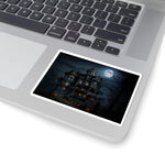 Haunted Mansion Halloween Sticker — Moonlit Spooky House Kiss-Cut Decal