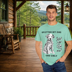 Dalmatian Dog Love T-Shirt - Royal Caribe color tee with graphic, folded | Our Phoenix Rise