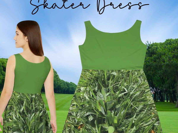 Verdant Blade Skater Dress | Green Summer Dress