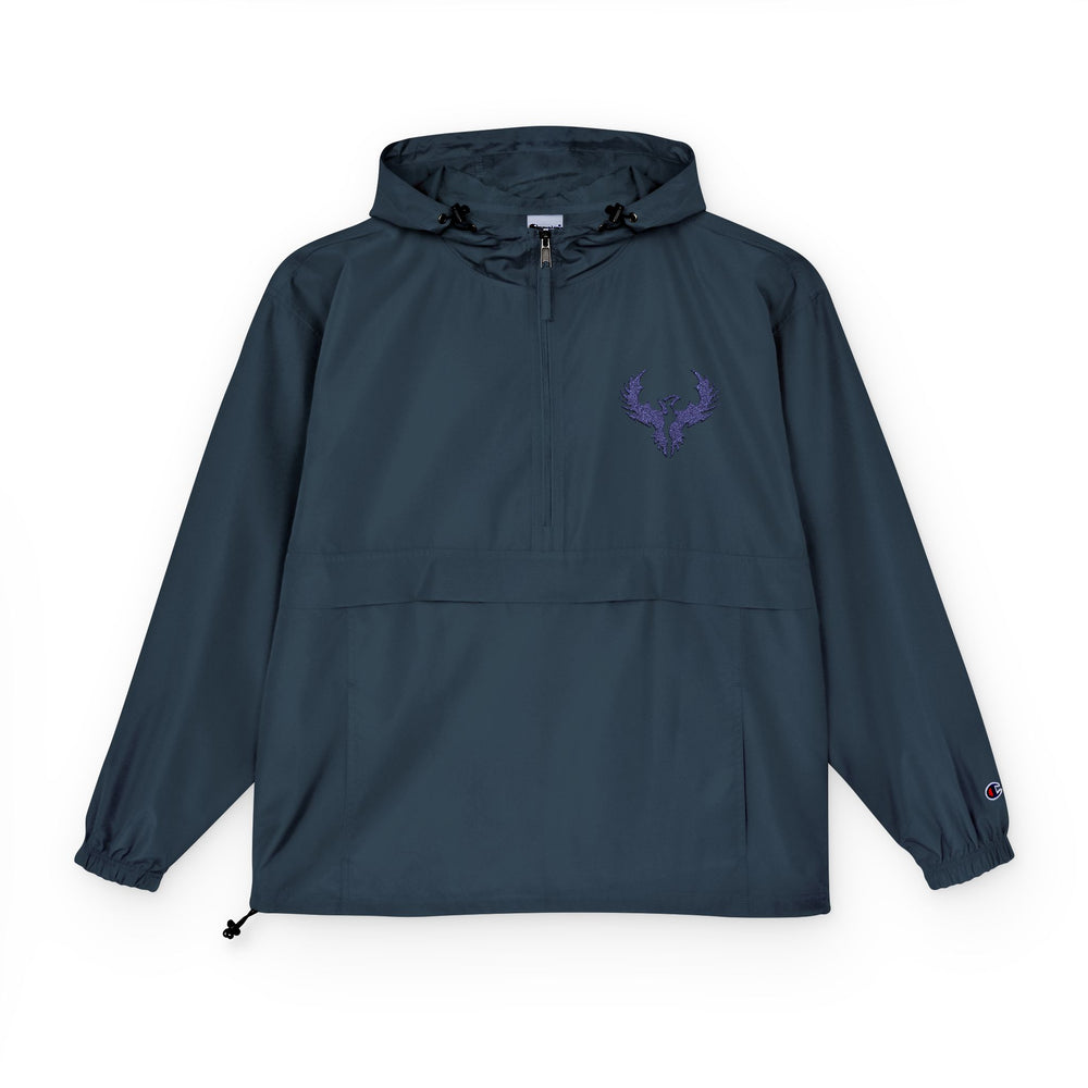 Packable Anorak Jacket — Lightweight Orange Windbreaker with Stag Emblem