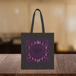 Moon Phase Bat Tote Bag | Gothic Celestial Canvas Tote