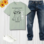 Maltese Dog Lover T-Shirt - Woman wearing white tee with a Maltese puppy | Our Phoenix Rise