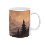 Sunset Mountain Landscape Mug | Rustic Forest Peaks Ceramic Mug