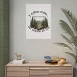 Humorous Camping Kitchen Poster - In a cozy reading nook with a chair | Our Phoenix Rise