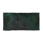 Tropical Floral Beach Towel — Dark Green Hibiscus Pattern