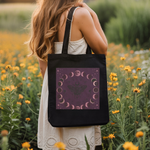 Moon Phase Bat Tote Bag | Gothic Celestial Canvas Tote