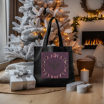 Moon Phase Bat Tote Bag | Gothic Celestial Canvas Tote