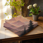 Mountain Landscape Woven Blanket | Scenic Sunset and Night Forest Throw