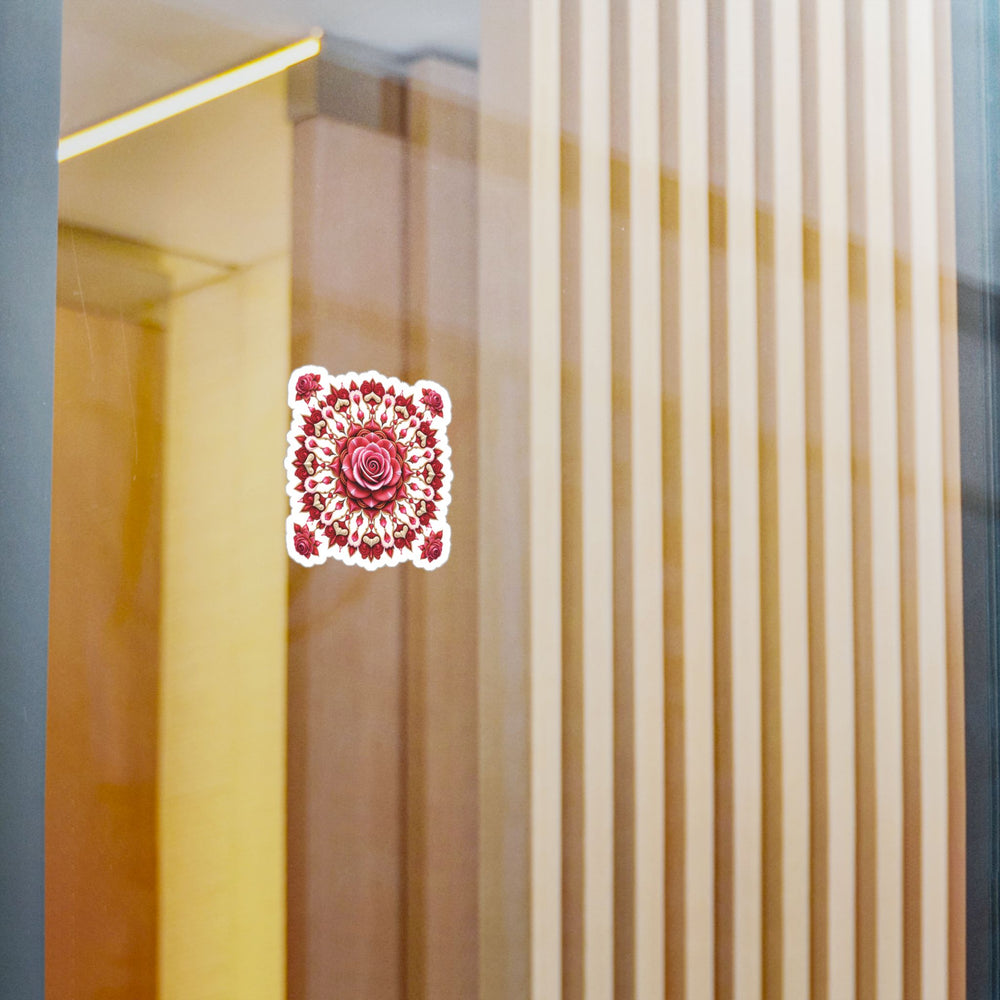 Rose Mandala Vinyl Decal — Kiss-Cut Floral Sticker for Laptops, Water Bottles & Windows