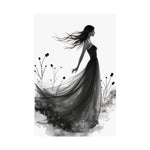 "Whispers of the Wind" - Elegant Black & White Satin Art Print - Wall Art - Iron Phoenix GHG
