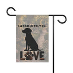 Labrador silhouette with paw LOVE Garden Flag | House Banner