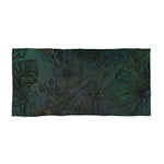 Tropical Floral Beach Towel — Dark Green Hibiscus Pattern