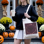 Moon Phase Bat Tote Bag | Gothic Celestial Canvas Tote