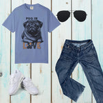 Pug in Love T-Shirt - Granite, flat lay with sunglasses and phone | Our Phoenix Rise
