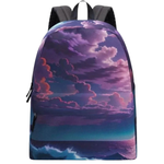 Aesthetic Purple Sunset Backpack - View of the ocean wave design at the base | Our Phoenix Rise