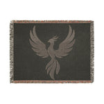 Phoenix Silhouette Woven Blanket | Tribal Bird Throw, Boho Home Decor