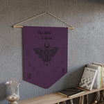 Moth & Moon Pennant Banner — Gothic Botanical Wall Flag