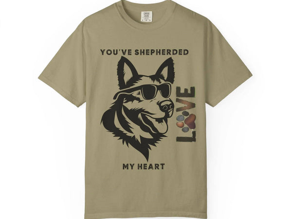German Shepherd T-shirt - 'Shepherded My Heart' Comfort Tee - Iron Phoenix GHG