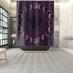 Moon Phase Moth Shower Curtain — Gothic Celestial Bathroom Decor