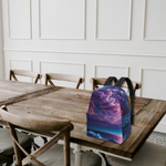 Aesthetic Purple Sunset Backpack - Top view showing handle and zipper | Our Phoenix Rise