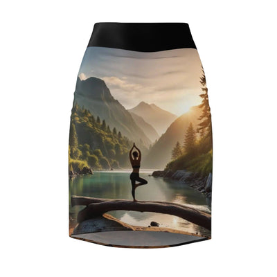 Yoga Pencil Skirt - Serene Lake Scene Design Workout Skirt - Iron Phoenix GHG