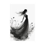 "Whispers of the Wind" - Elegant Black & White Satin Art Print - Wall Art - Iron Phoenix GHG