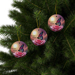 Ceramic Ornament – 'Live Your Best Life' Butterfly & Rose Double-Sided Holiday Ornament
