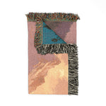 Mountain Landscape Woven Blanket | Scenic Sunset and Night Forest Throw