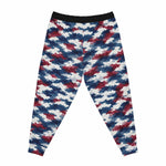 Patriotic Blue Red Houndstooth Joggers — All-Over Print Athletic Sweatpants