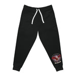 Black Athletic Joggers with Red Rose & Dagger Graphic — Rock Tattoo Style Sweatpants