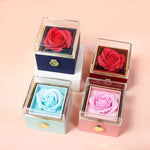 Rotating Preserved Rose Jewelry Gift Box - Elegantly Displayed Red Rose | Our Phoenix Rise