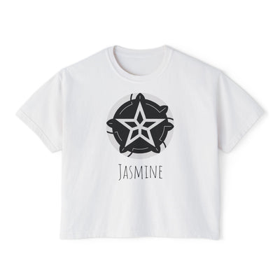 Women's Boxy Tee — Personalized Star Logo 'Jasmine' Crop Tee with 'Dream Big' Back