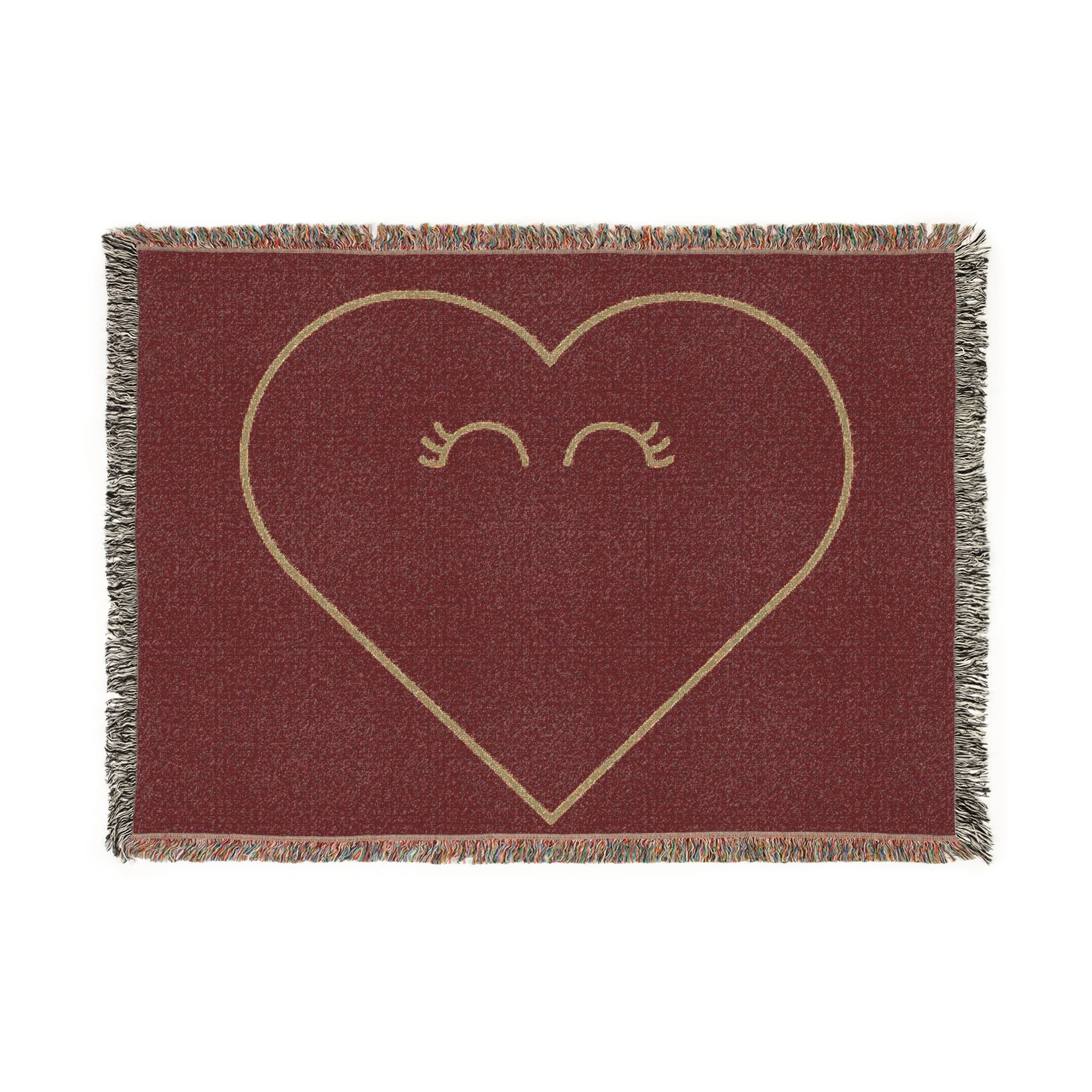 Oversized Heart Woven Blanket | Cozy Throw, Fringe Edge, Minimal Heart Design