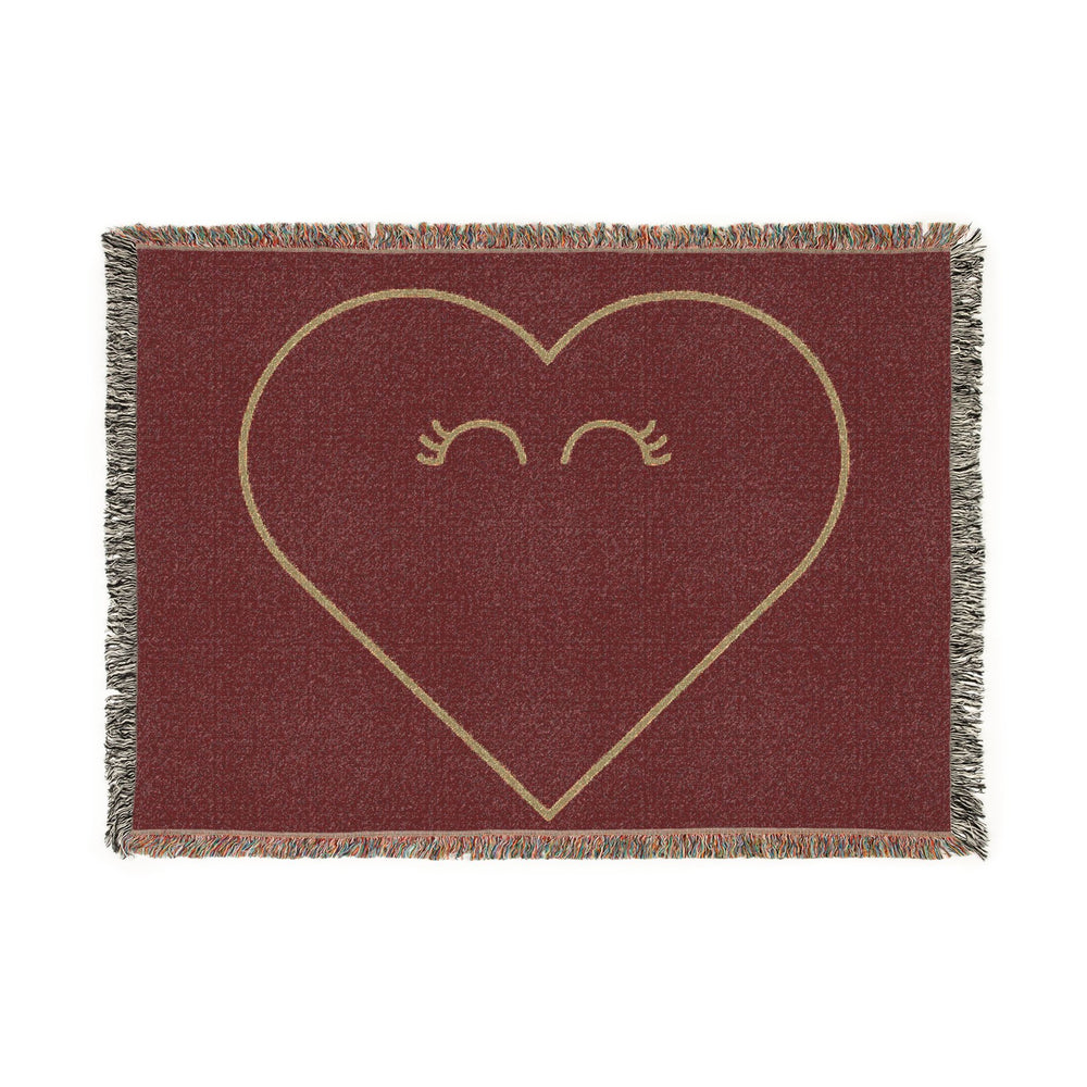Oversized Heart Woven Blanket | Cozy Throw, Fringe Edge, Minimal Heart Design