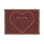 Oversized Heart Woven Blanket | Cozy Throw, Fringe Edge, Minimal Heart Design
