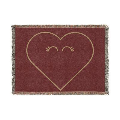 Oversized Heart Woven Blanket | Cozy Throw, Fringe Edge, Minimal Heart Design