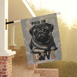 Pug Love Garden Banner, Pet Lover Decor, Dog Lover Gift, Outdoor Flag, Home & Garden Decoration