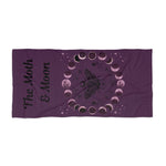Moth with Lunar Phases Beach Towel | Moon Phase Moth Design