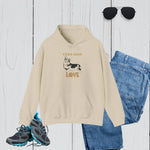 Corgi Love Graphic Hoodie - Sand 'Corg-eous Love' Design Detail | Our Phoenix Rise