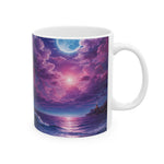 Purple Stormy Sky Ceramic Mug — Vibrant Ocean & Cloudscape Coffee Cup (11oz/15oz)