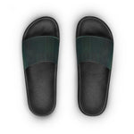 Women's Slide Sandals - Dark Teal Woodgrain Summer Slides