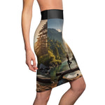 Yoga Pencil Skirt - Serene Lake Scene Design Workout Skirt - Iron Phoenix GHG