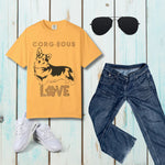 Corgi Love Graphic T-Shirt - Butter yellow back with care label detail | Our Phoenix Rise