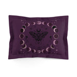 Moon Phase Moth Pillow Sham — Gothic Celestial Microfiber Pillowcase