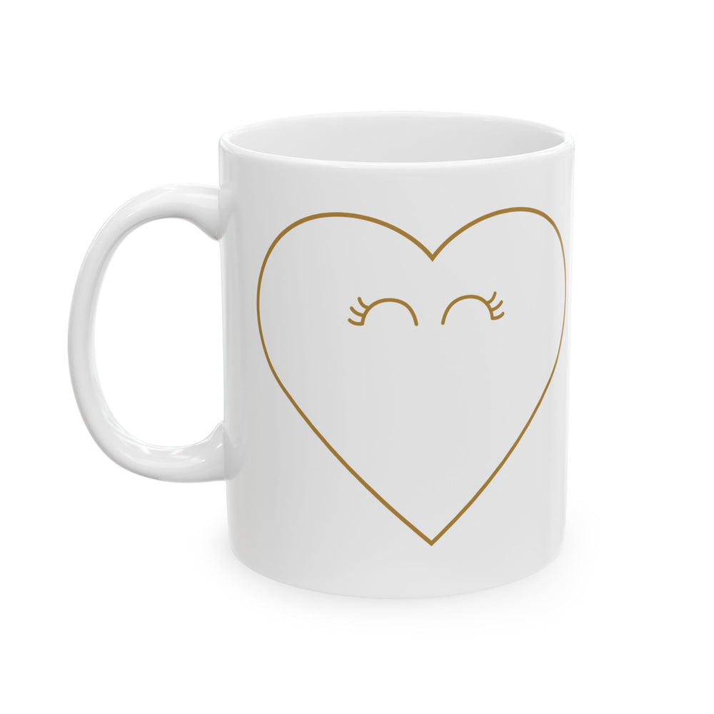 Minimal Line Heart Mug | Ceramic Coffee Cup