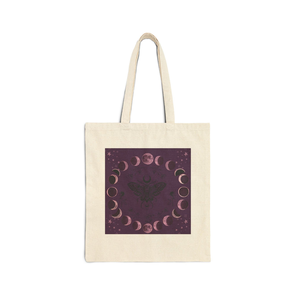 Moon Phase Bat Tote Bag | Gothic Celestial Canvas Tote