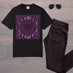 Moon Phase Moth T-shirt | Lunar Phases, Mystical Purple Design